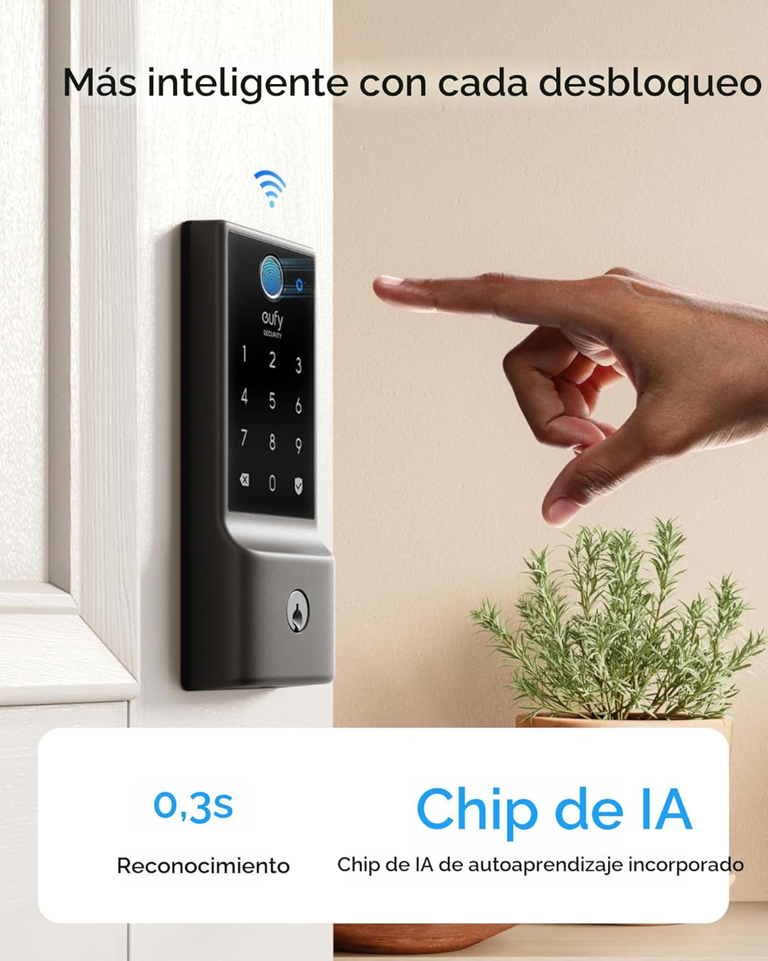 eufy Security - Cerradura inteligente C220 con manija de puerta, ce...