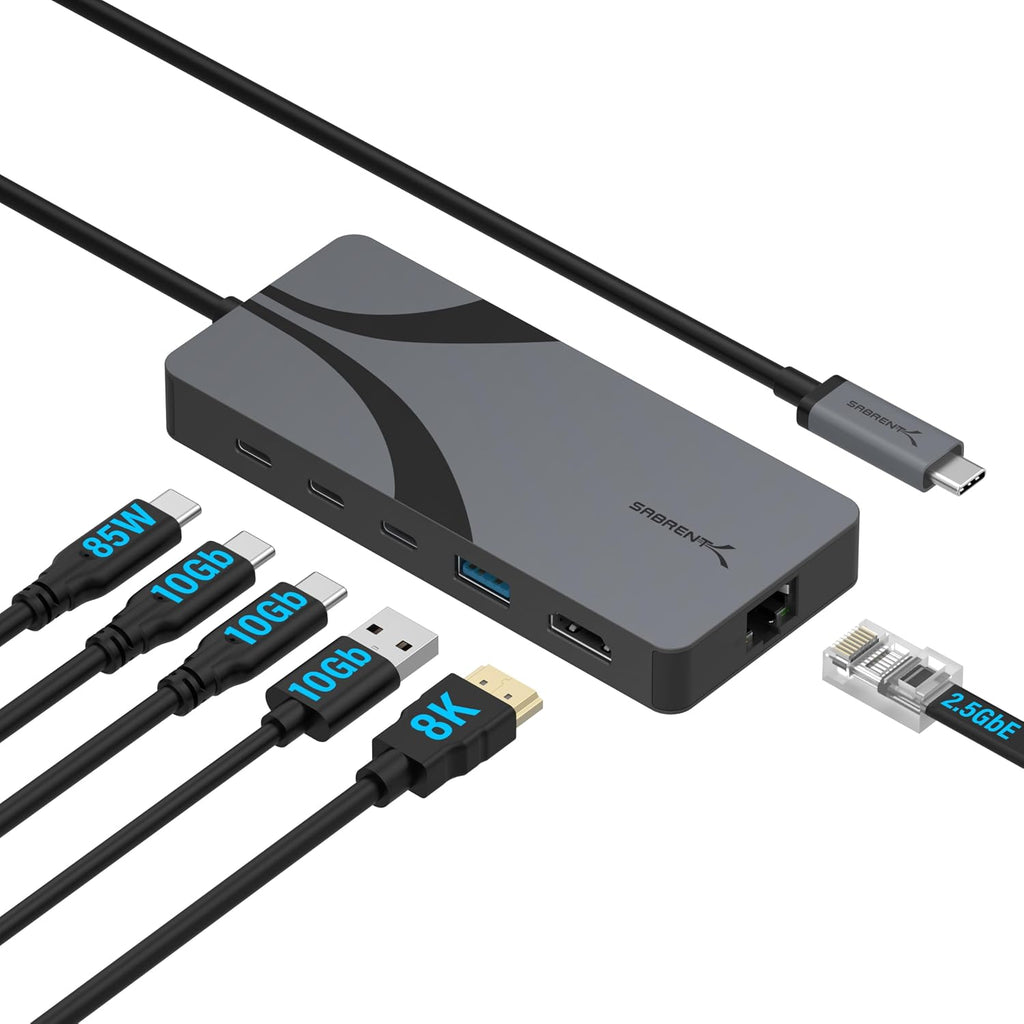 SABRENT, HB-U4HP, hub USB 4, adaptador 5V/1.5A