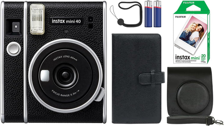 Fujifilm Cámara Instax Mini 40 de película instantánea negra + paqu...