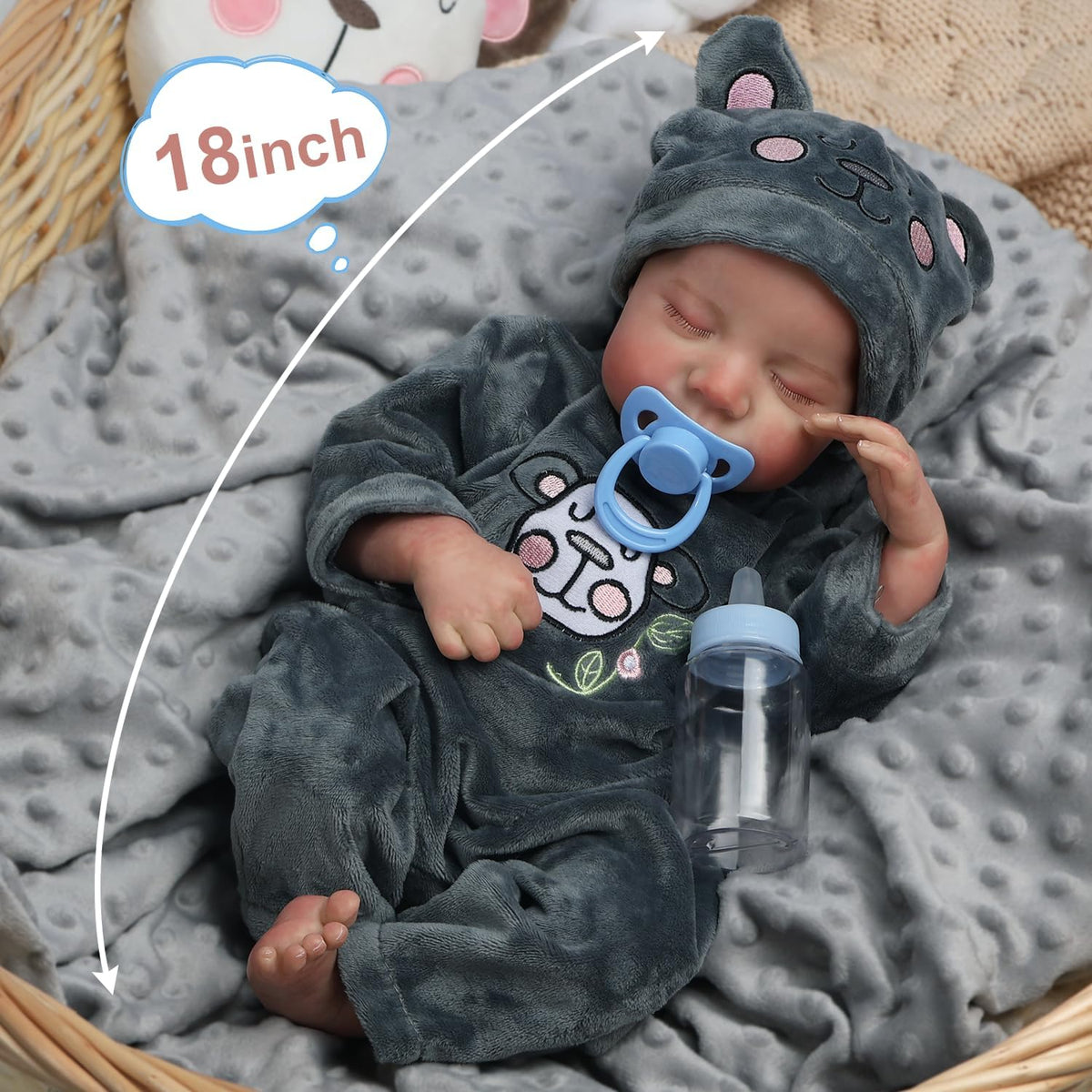 Muñecas Reborn Baby de 18 pulgadas realista con cuerpo de vinilo co...