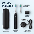 AURAGLOW - Cepillo de dientes eléctrico para adultos, cepillo de dientes sónico fuerte, 40,000 VPM, recargable, 5 modos, elimina 10 veces más placa, IPX7, batería de 30 días, 2 cabezales de cepillo y