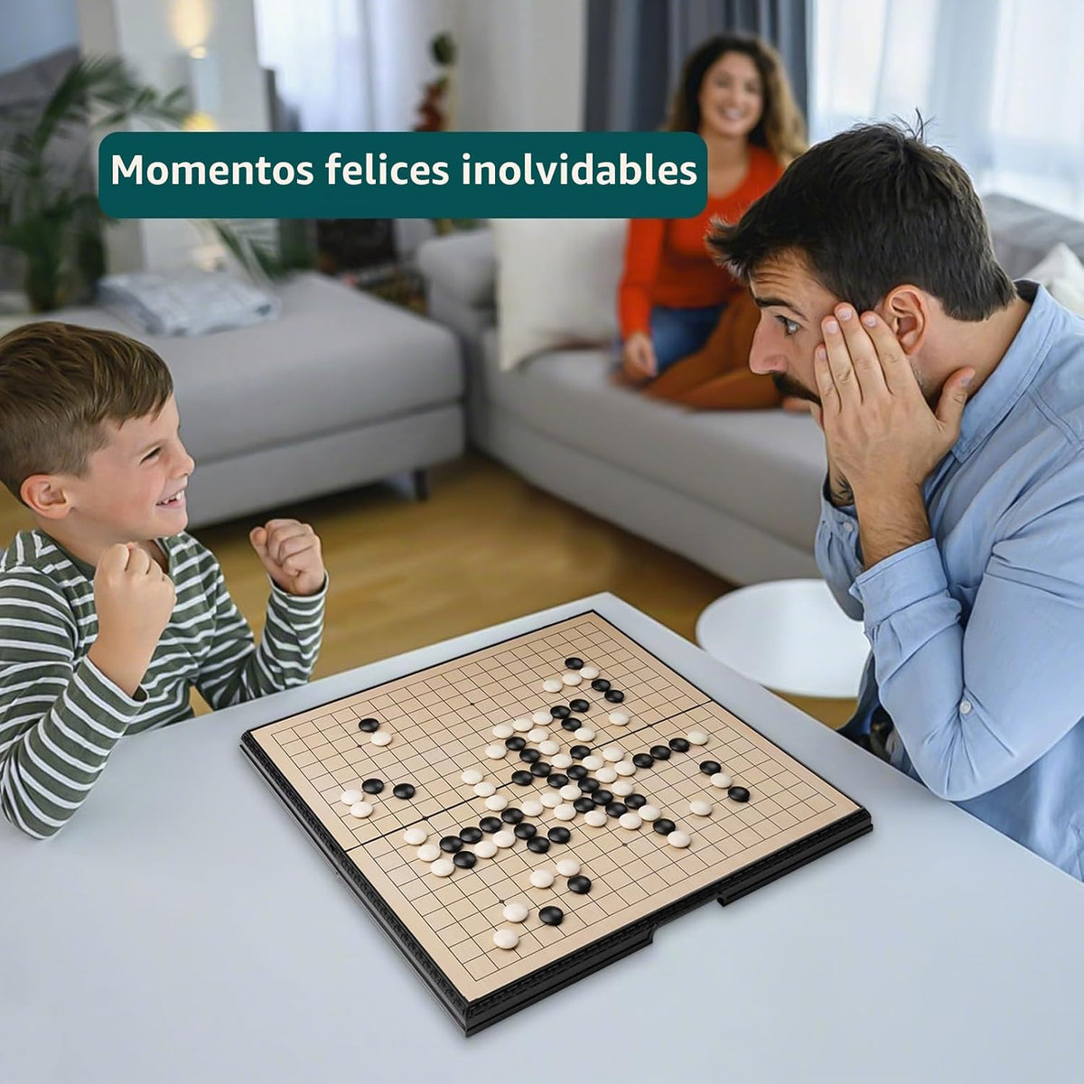 Magnetic Go Juego de juego de 14.36 pulgadas, tablero plegable de 19 × 19, ideal para profesionales, principiantes, niños y adultos (Weiqi) Juego de mesa portátil de estrategia de viaje