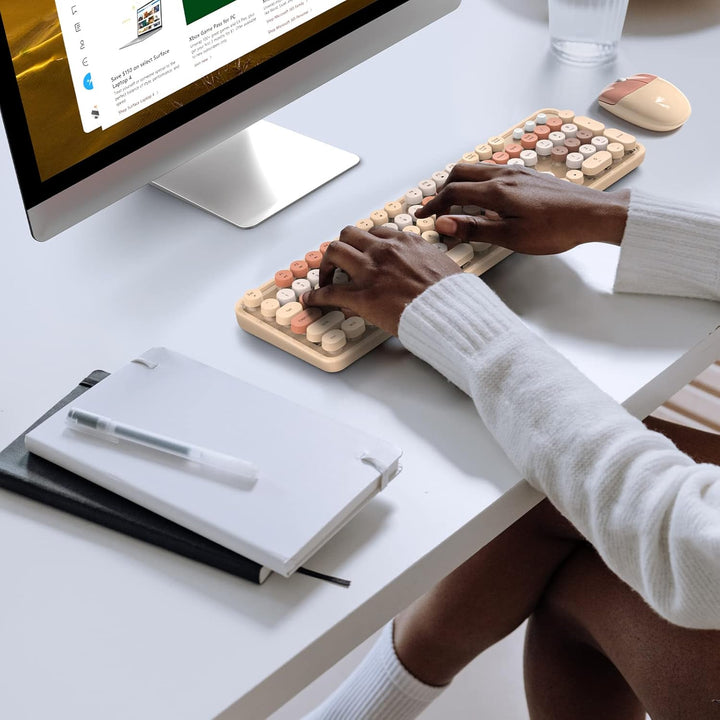 KNOWSQT - Combo de teclado y mouse inalámbrico - Teclados de tamaño...