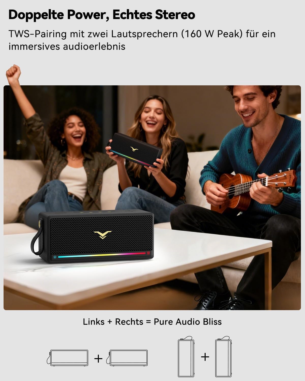 Altavoz Bluetooth, altavoz retro StageSound inalámbrico, altavoz po...
