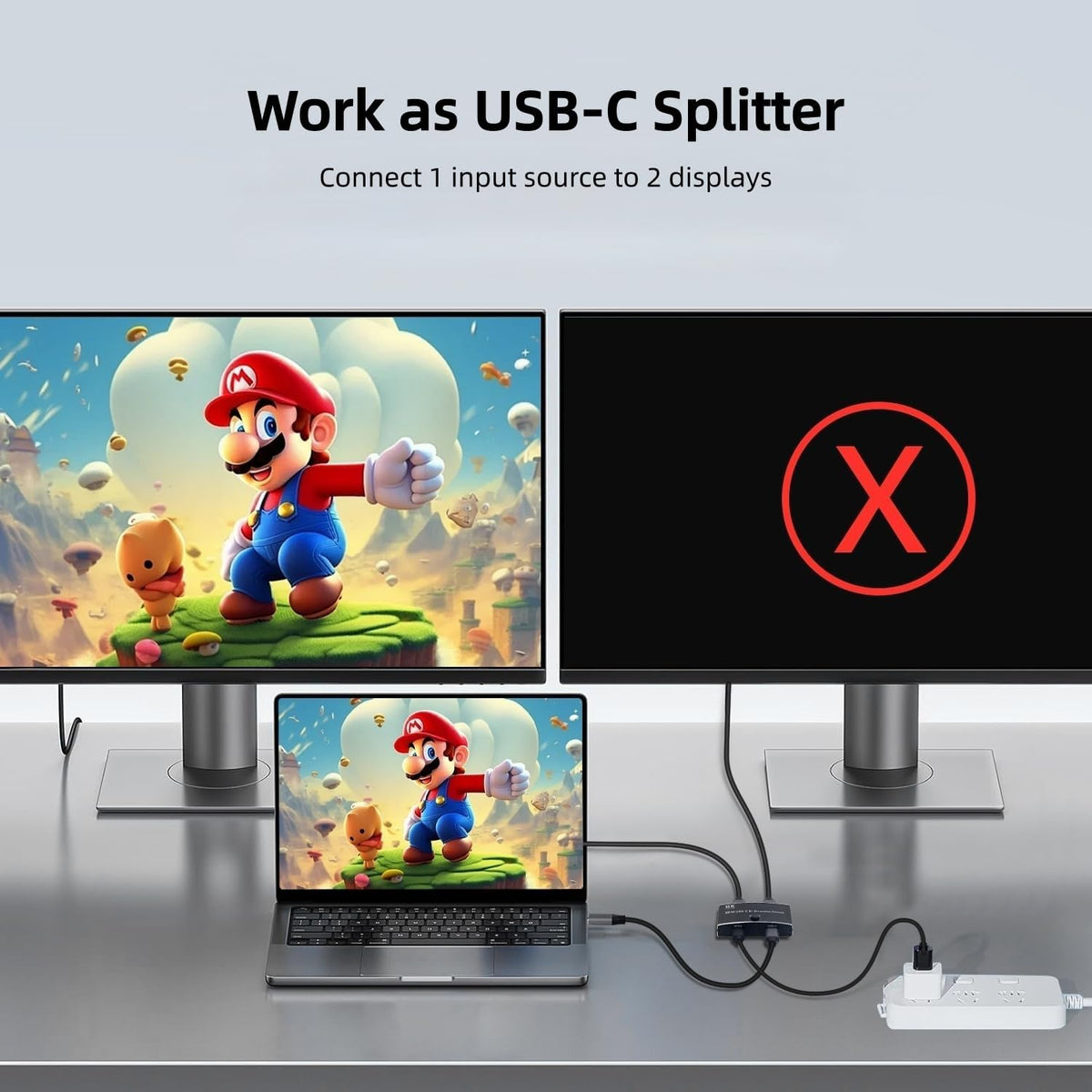 Interruptor USB C de 40 Gbps para 2 computadoras, Conmutador USBC,2 cables