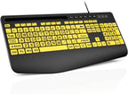 SABLUTE Teclados de computadora de letra grande, USB con cable de a...