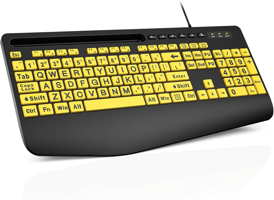 SABLUTE Teclados de computadora de letra grande, USB con cable de a...