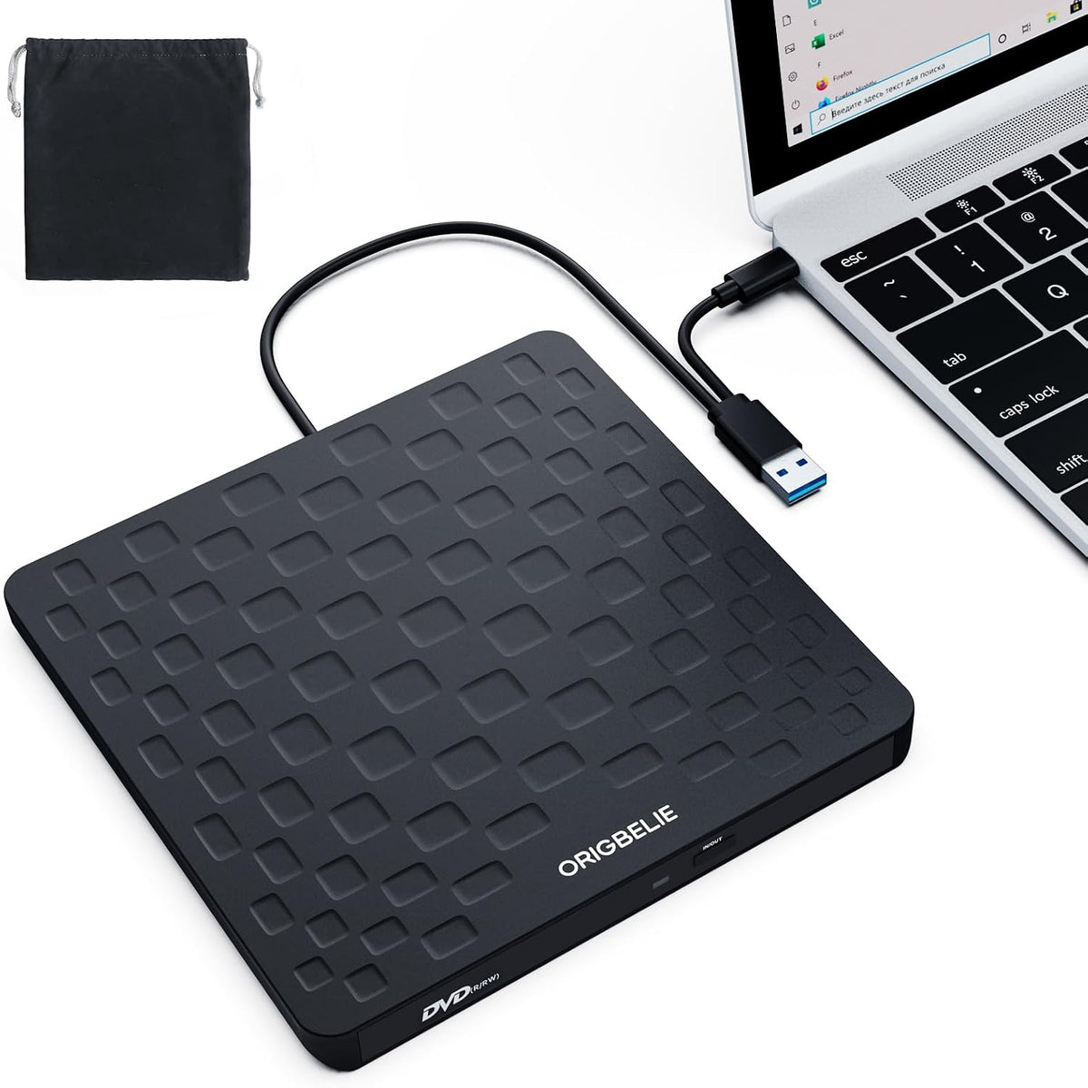 ORIGBELIE - Unidad externa de CD\/DVD para portátil, USB 3.0 tipo C...