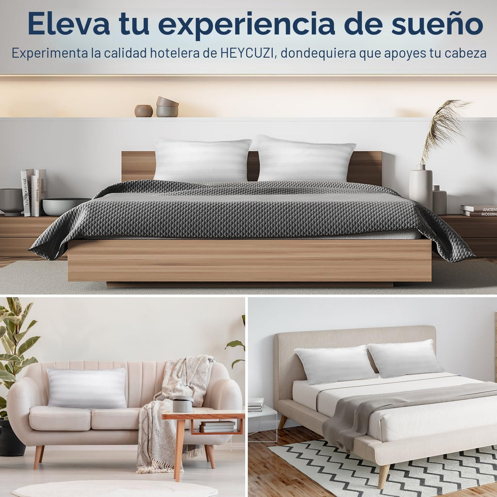 Juego de 2 almohadas de cama suaves para dormir mullidas tamaño