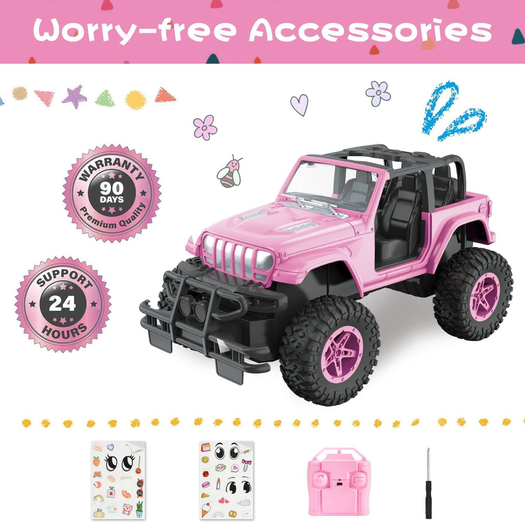 NQD Coches RC con adhesivo de bricolaje y auto de control remoto recargable para niñas