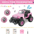 NQD Coches RC con adhesivo de bricolaje y auto de control remoto recargable para niñas