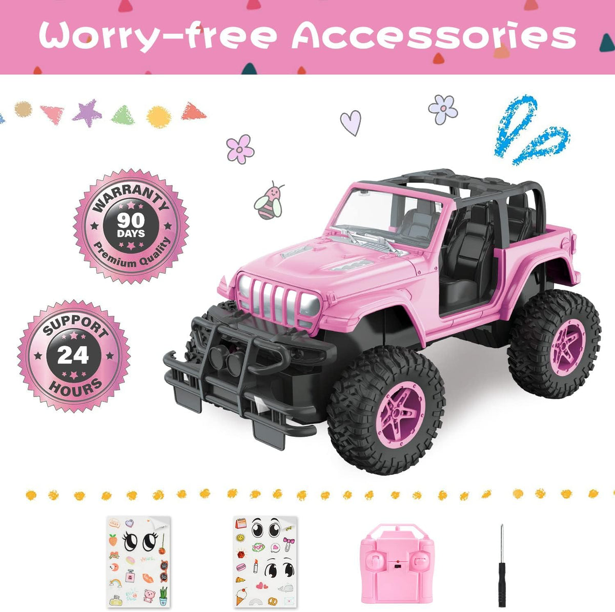 NQD Coches RC con adhesivo de bricolaje y auto de control remoto recargable para niñas