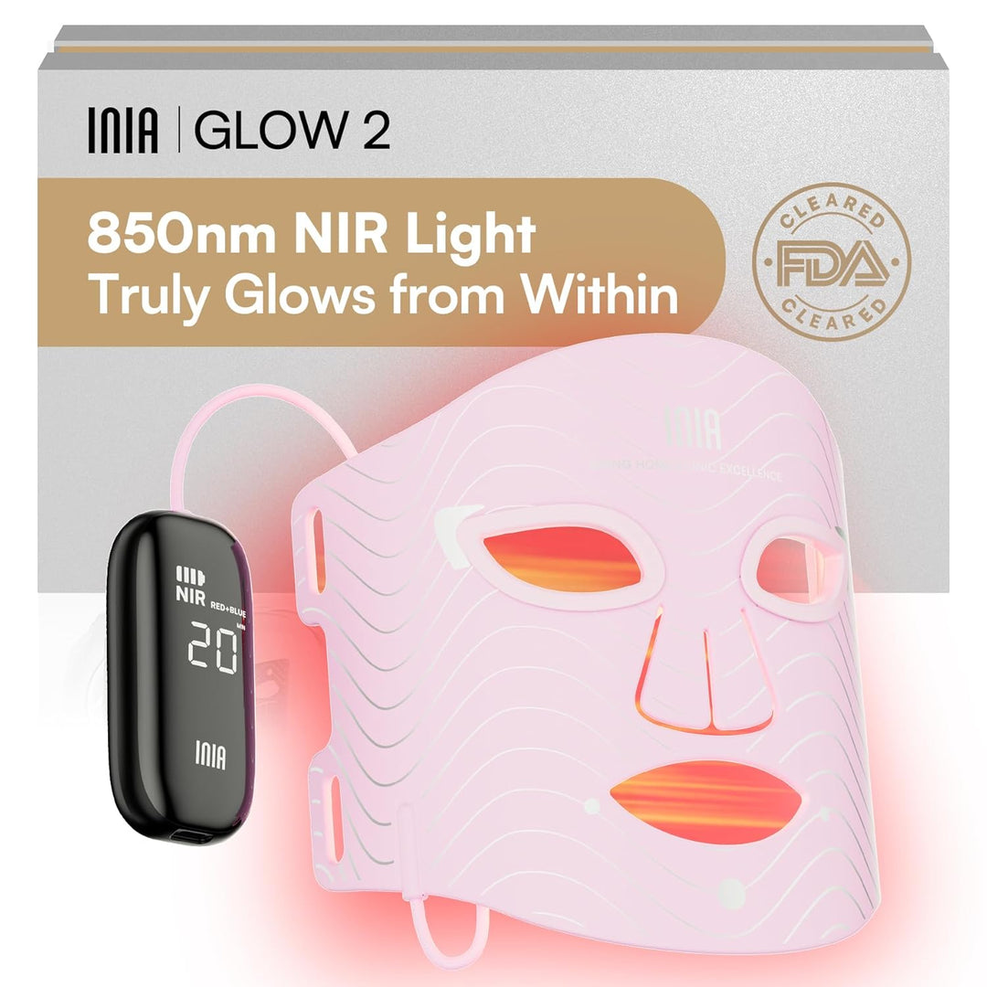 INIA Máscara de terapia de luz roja para cara, 4 modos de luz con N...