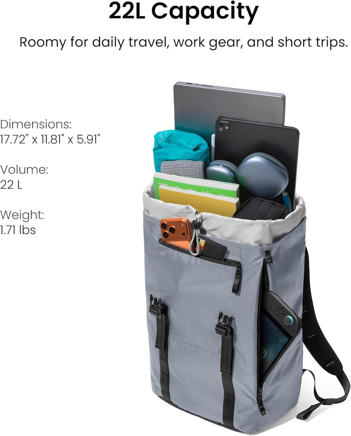 tomtoc Mochila para laptop con solapa, ligera, resistente al agua,...