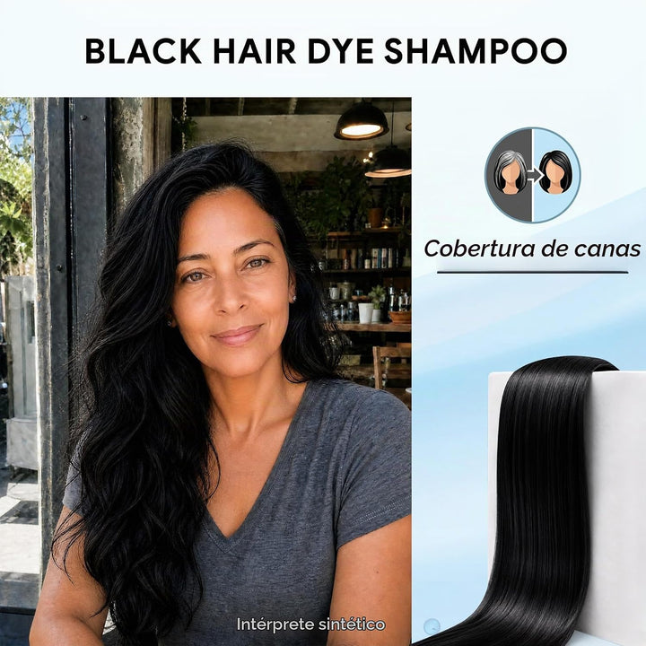 Ivnil Champú de tinte para cabello negro 3 en 1 Champú de color sem...