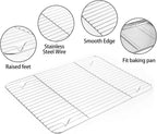 Bandeja de Acero Inoxidable para Hornear con Rejilla de Enfriamiento y Tapete de Silicona para Hornear, Bandeja para Galletas con Rejilla de Enfriamiento, Juego de 6 (2 Bandejas + 2 Rejillas + 2