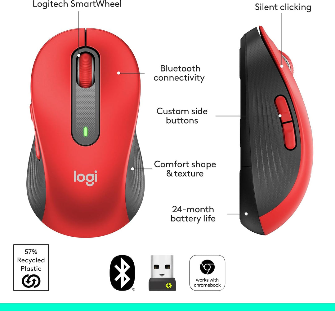 Logitech Ratón inalámbrico Signature M650 L de tamaño completo - Ma...