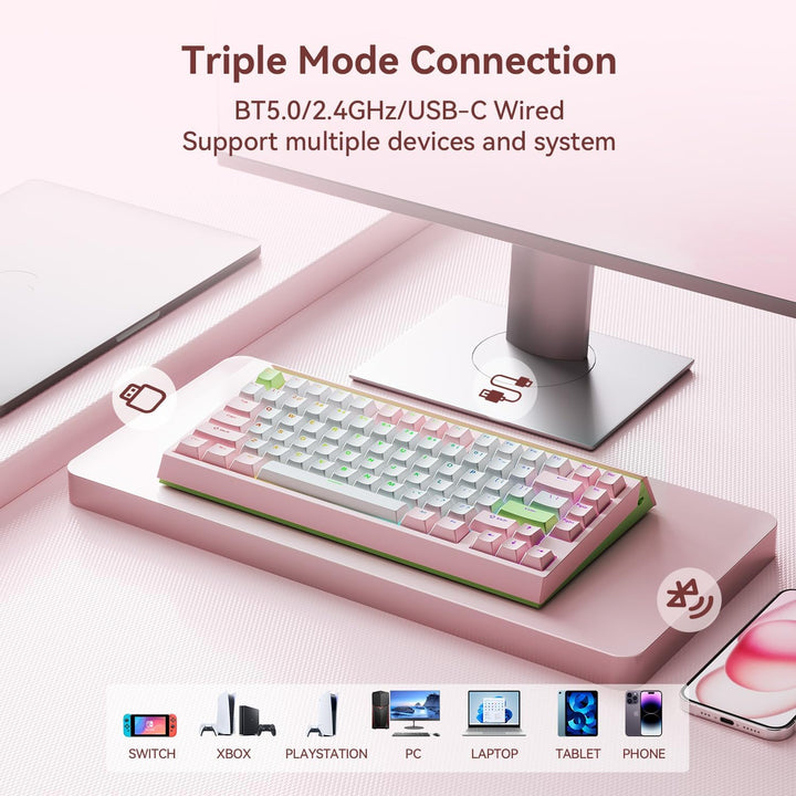 Teclado mecánico inalámbrico silencioso AUSDOM U75, teclado para ju...