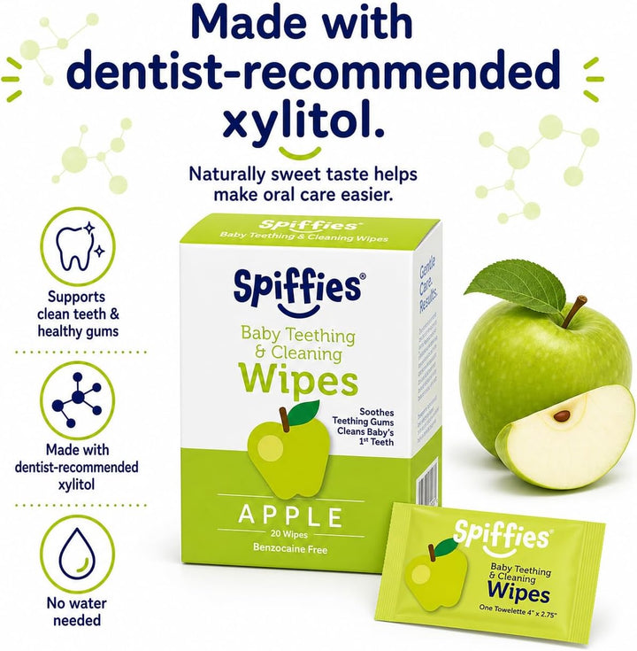 Spiffies Toallitas de dientes para el cuidado bucal del bebé, pañue...