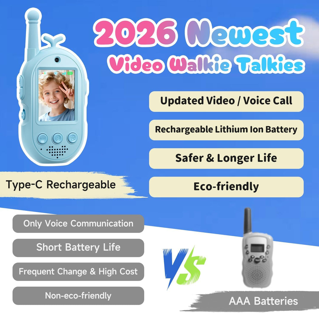 Walkie Talkies de video mejorados para niños, paquete de 2 unidades...