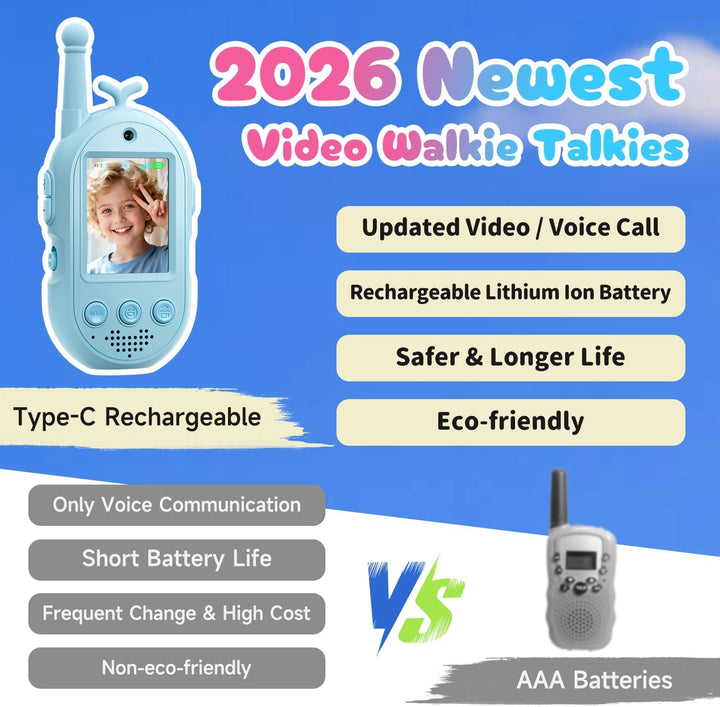Walkie Talkies de video mejorados para niños, paquete de 2 unidades...