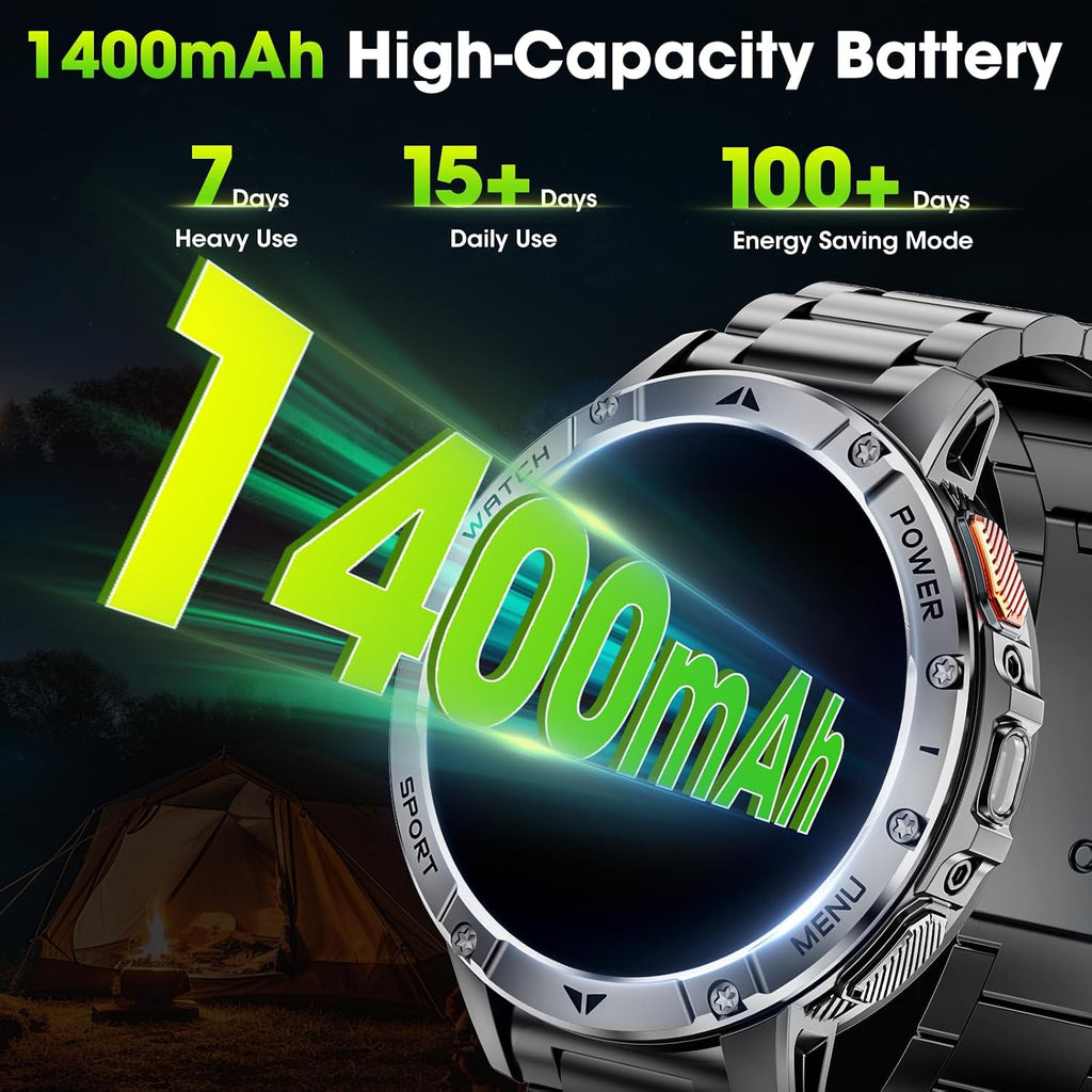 Reloj inteligente militar para hombre, reloj inteligente de 1.7 pulgadas