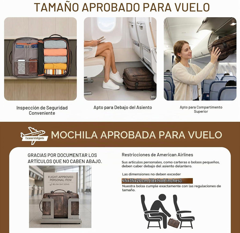 mochila de viaje para mujer, Café, Moda