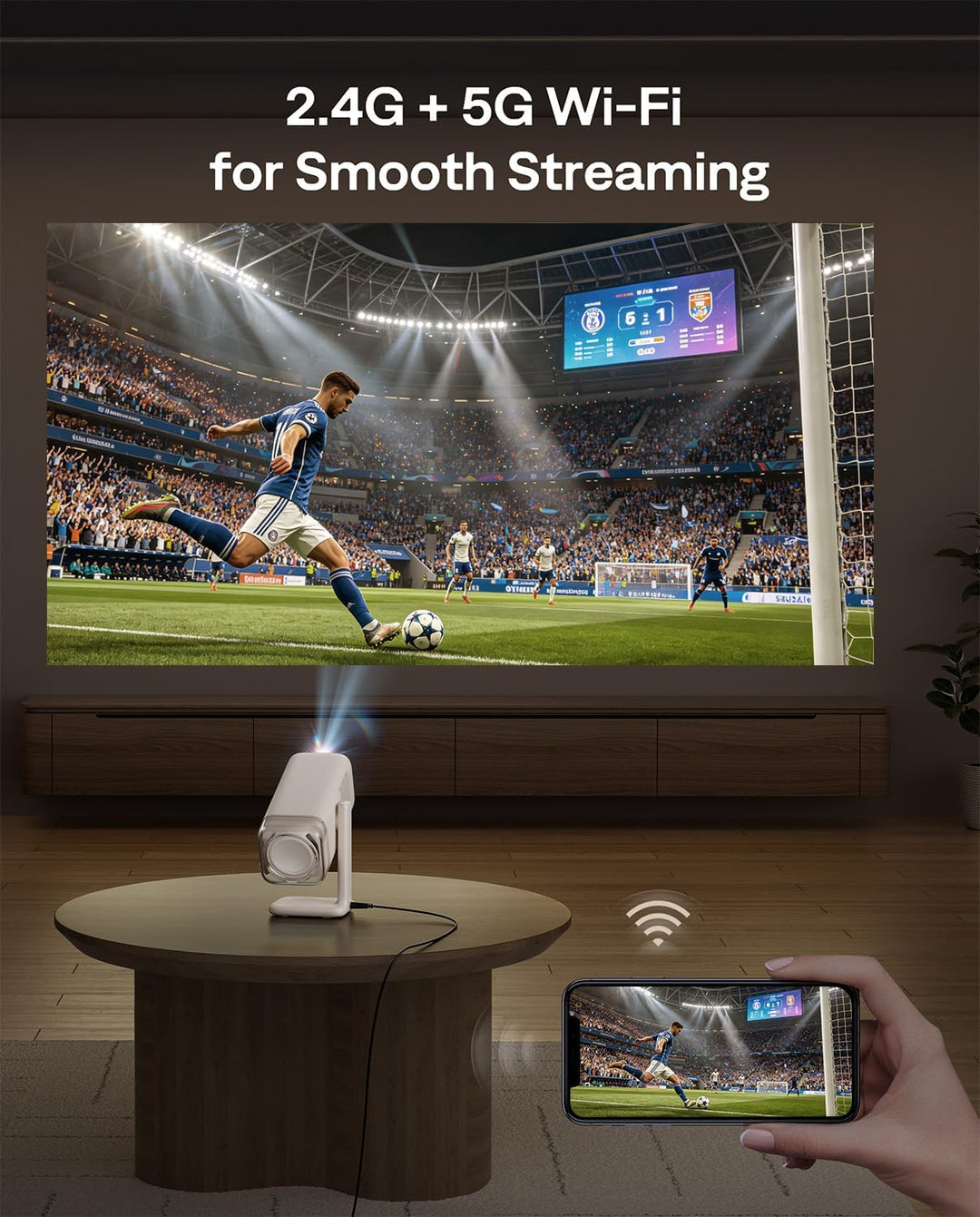 Aurzen BOOM Air - Proyector portátil Google TV con WiFi y Bluetooth...