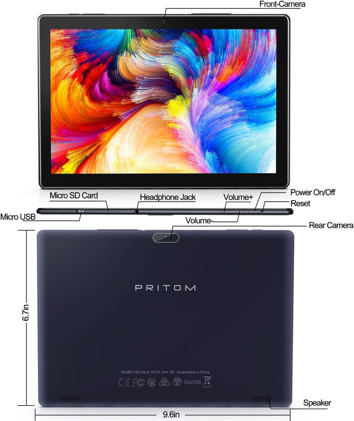 PRITOM Tablet Android de 10 pulgadas, M10, tableta Android de 64 GB...