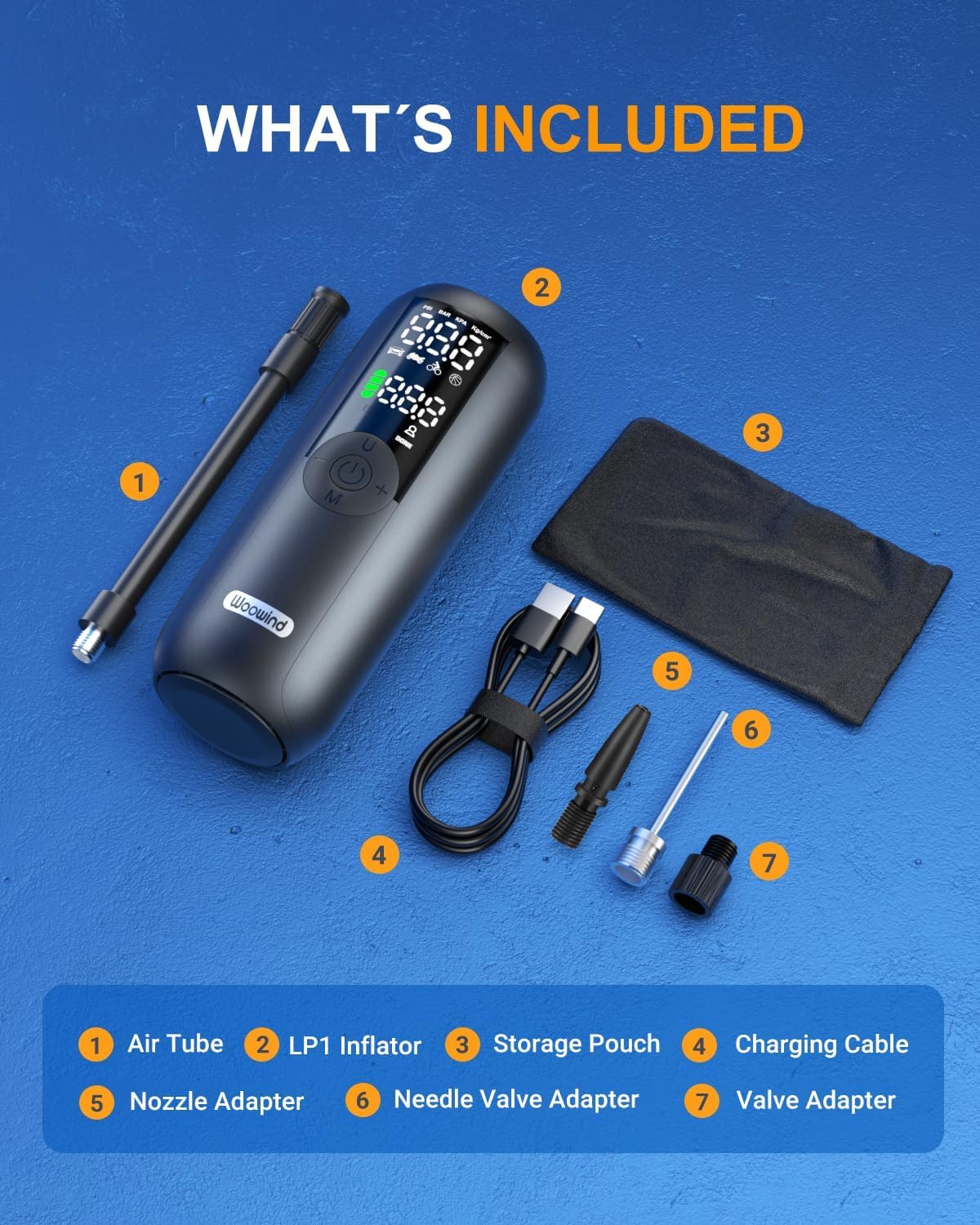 Woowind Bomba de bicicleta Compresor de aire portátil, inflador de...
