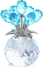 Figura de Flor de Cristal Color Azul Cristal con Rosa, colección