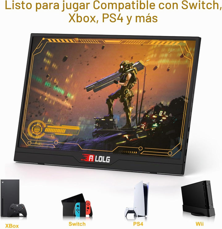 ALOLG 144Hz 16" Monitor portátil 1920x1200 FHD IPS con USB-C Mini H...