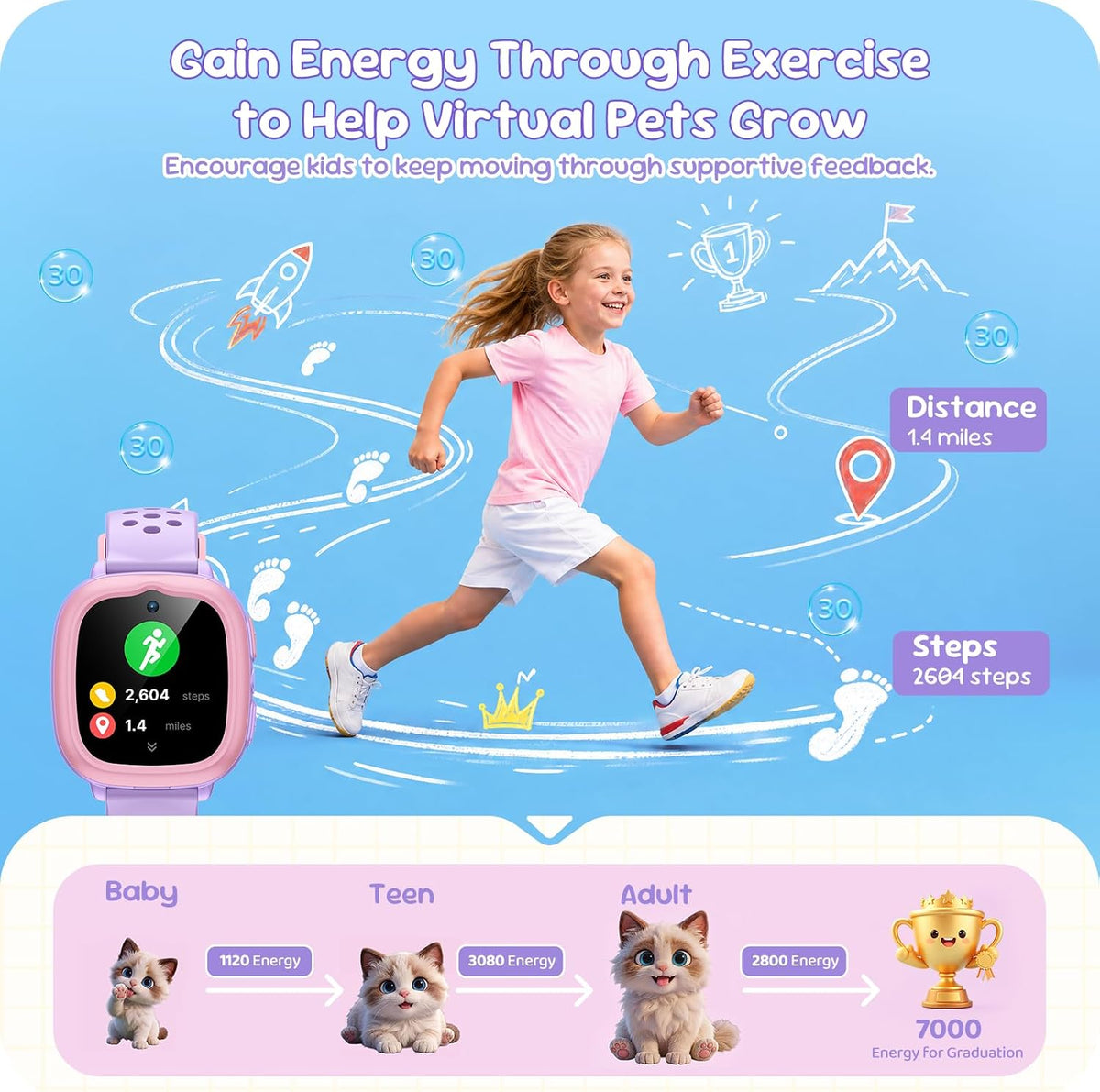 ENOMIR Reloj inteligente para niños con cámara y reproductor de música