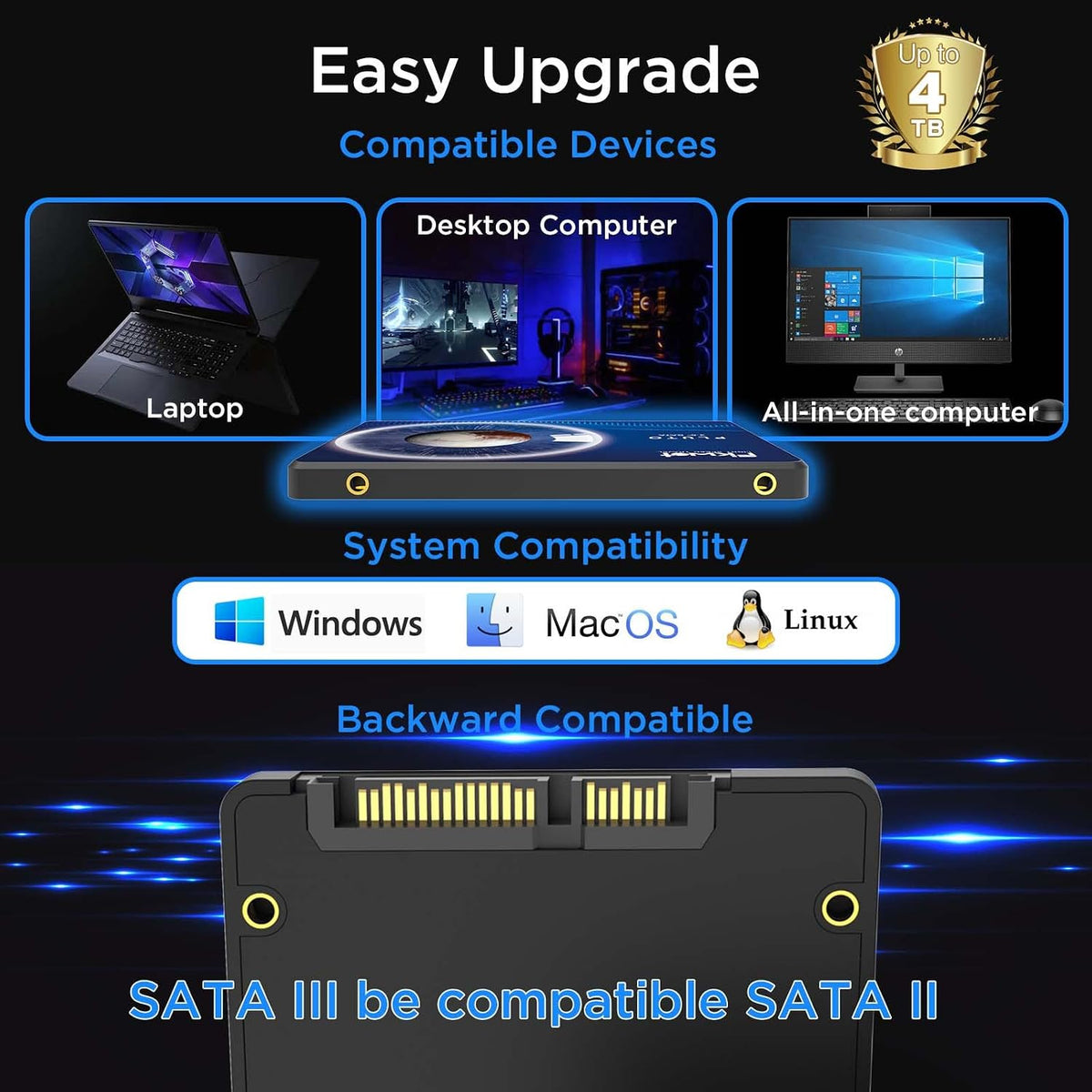 Fikwot FX815 SSD de 4TB, SSD SATA de 2.5", unidad de estado sól...