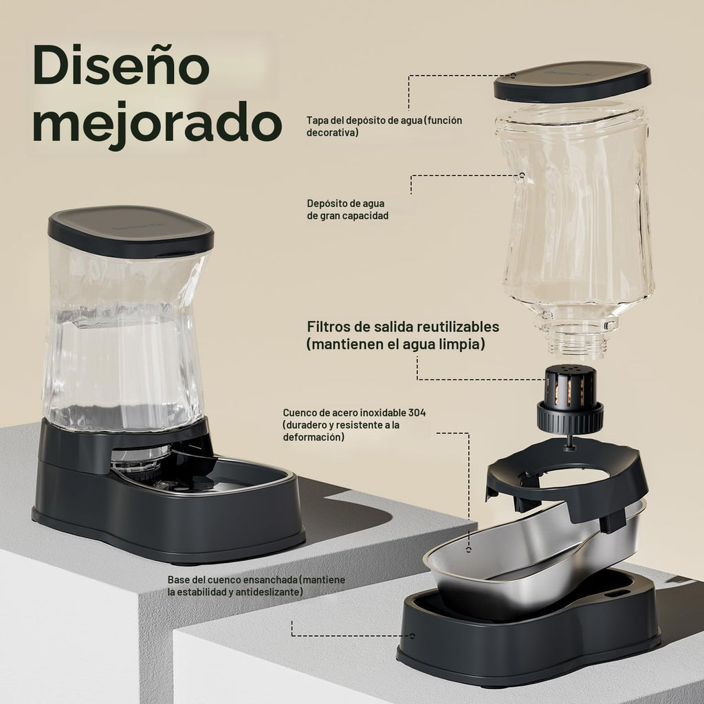 Gardner Pet - Dispensador automático de agua para perros, bebedero de gravedad de acero inoxidable, 100% libre de BPA, cuencos de alimentación de agua de gran capacidad para perros medianos y grandes