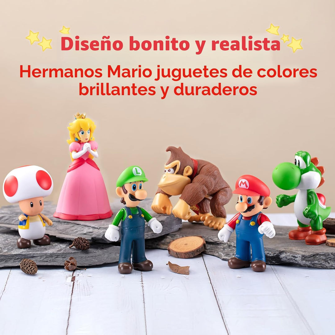 Mario Figures - Juego de 6 figuras de acción de Mario Bros, de PVC,...