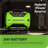 Greenworks Inflador de neumáticos inalámbrico de 24 V, compresor de...