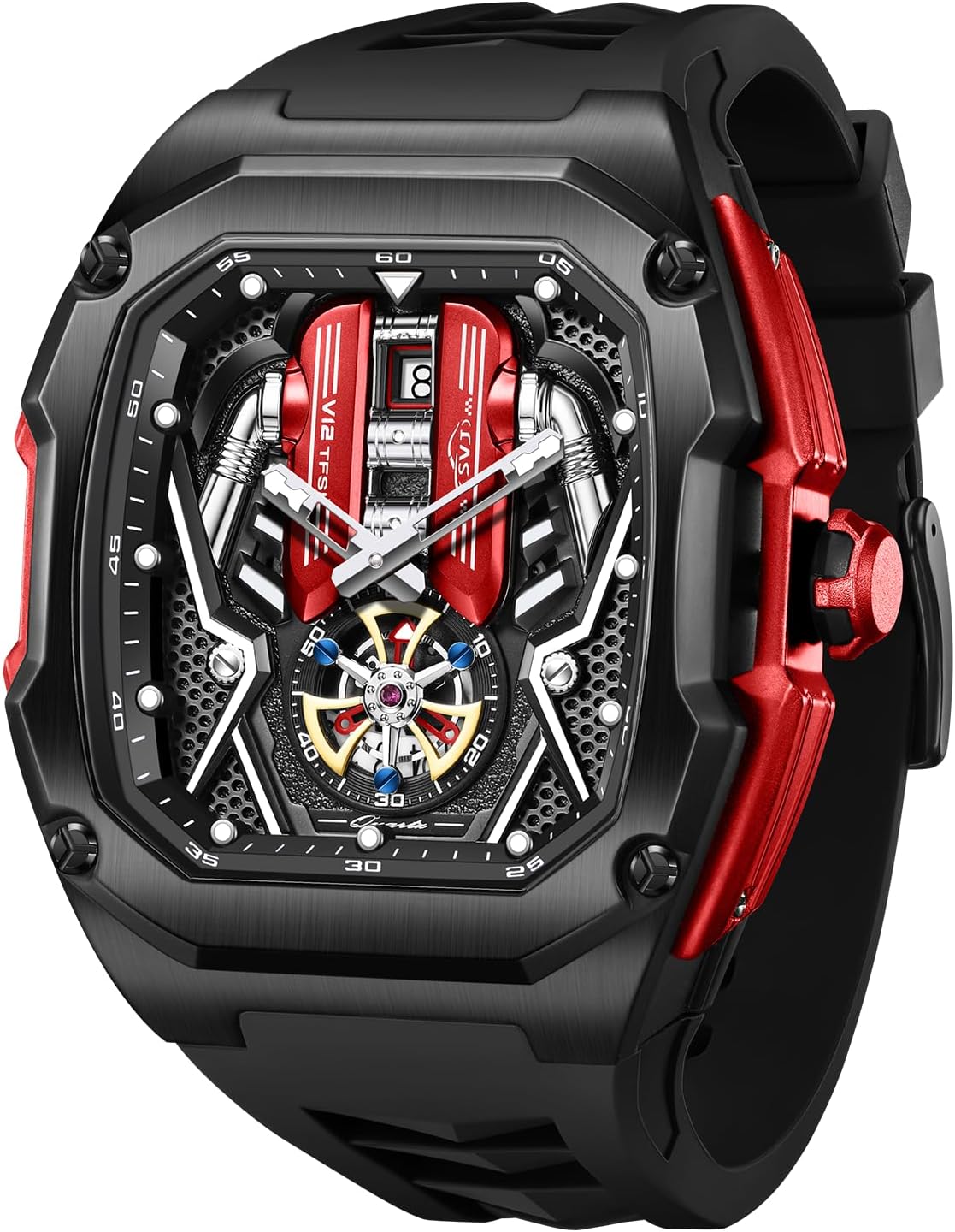 relojes de pulsera informales para hombre, diseño luminoso, cara grande, reloj negro de cuarzo de 30 ATM, regalos únicos para hombres.