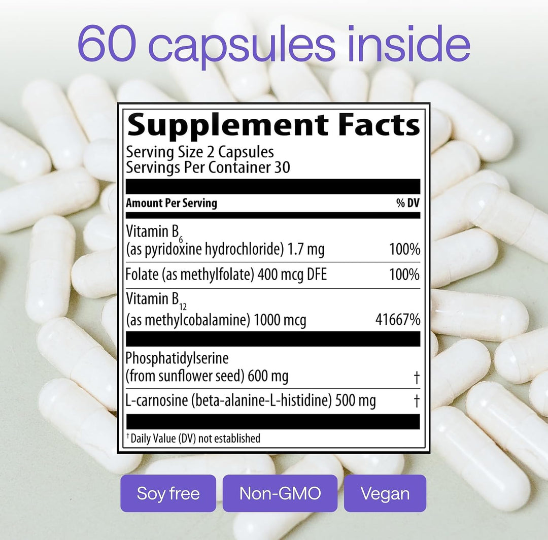 Fosfatidilserina 600 mg Suplemento cerebral para memoria y concentr...