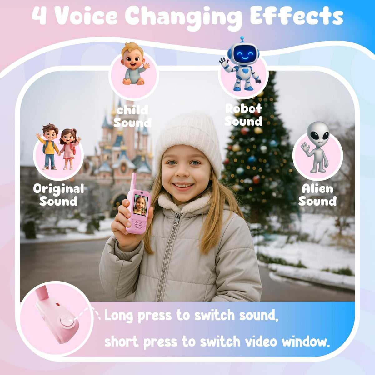 Video Walkie Talkies para Kids, 2 Pack Rechargeable Walkie Talkies con Screen, Indoor Outdoor Toy para 3 4 5 6 7 8 9 10 Year Old Girl, Christmas Birthday Gifts para Girls Age 3-12 (Pink)