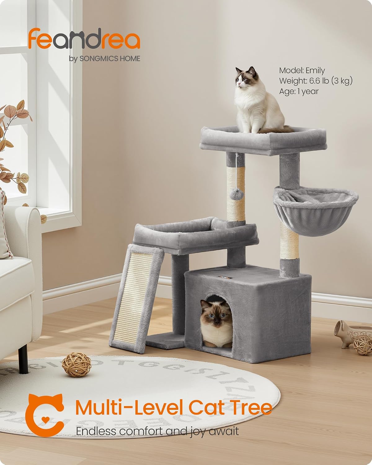 Feandrea Árbol para gatos, torre para gatos de 33.8 pulgadas, postes