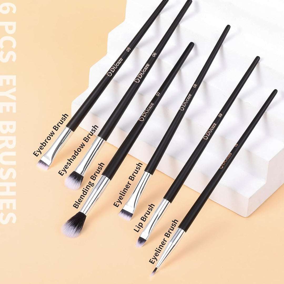 DUcare Brochas de maquillaje con estuche, 10 piezas de brochas de m...