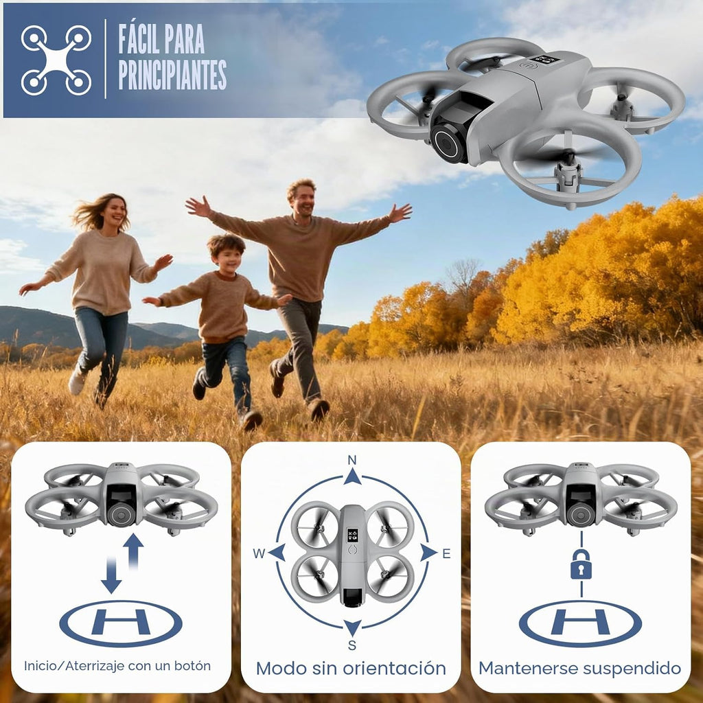 Dron con cámara, cuadricóptero HD 1080P para principiantes