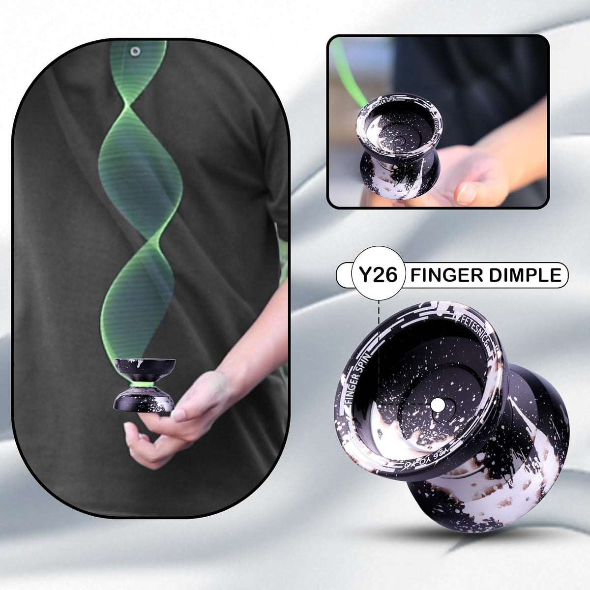 FETESNICE Yoyo profesional Yoyo de mariposa Y26 - Yoyo giratorio de dedo de doble modo receptivo/no responde, para niños, adultos y jugadores de competencia | Yoyo profesional con 10 cuerdas + estuche