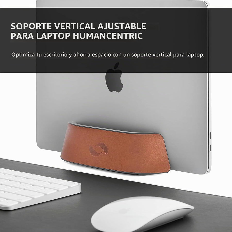 HumanCentric Soporte vertical para laptop en cuero vegano coñac, so...