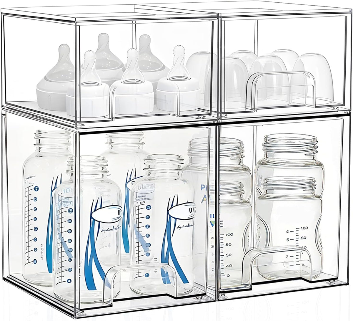 Organizador de Almacenamiento para Botellas de Bebé: Cajones Apilables de Acrílico