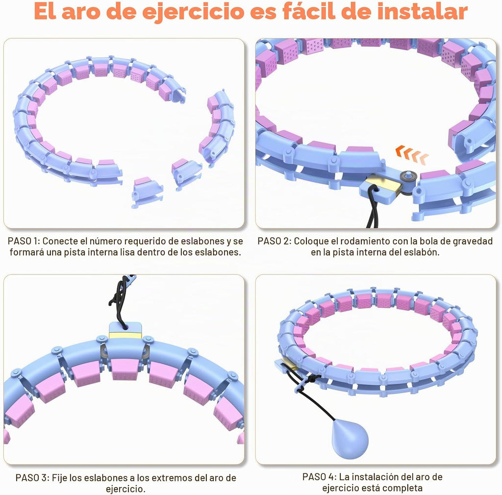 32 Knots Weighted Hula Infinity Fitness Detachable Hoop, 65 Inch Plus Size