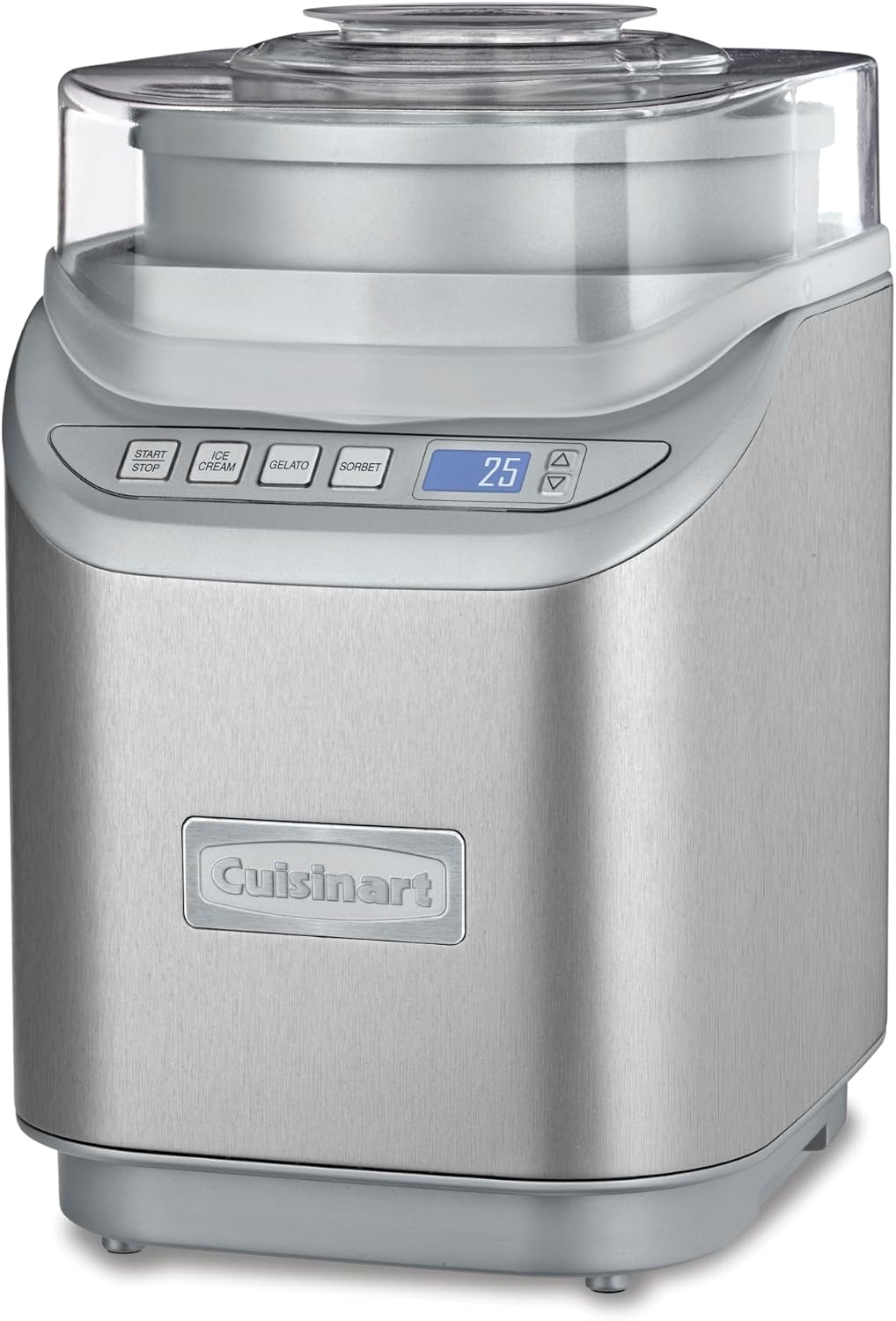 Máquina para hacer helado Cuisinart ICE-70, cromo cepillado, Máquina para hacer helados con contador regresivo