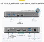 StarTech Dock USB-C Dual 4K 60Hz DisplayPort sin controladores, 100W, GbE, BYOD