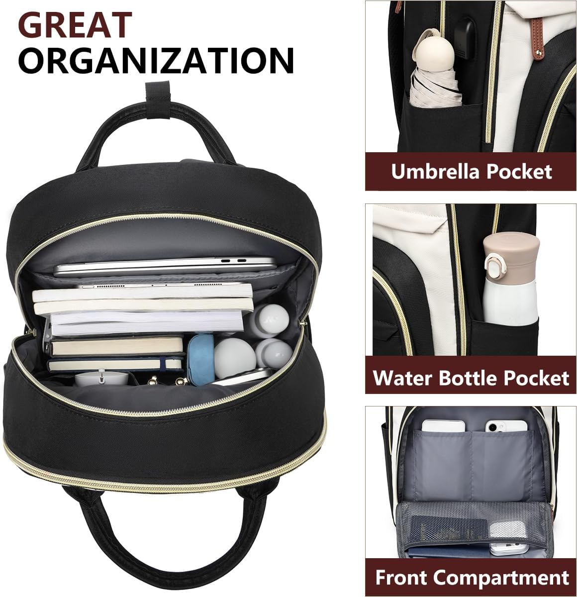 Mochila para laptop para mujer, bolsa de trabajo de 15.6 pulgadas c...